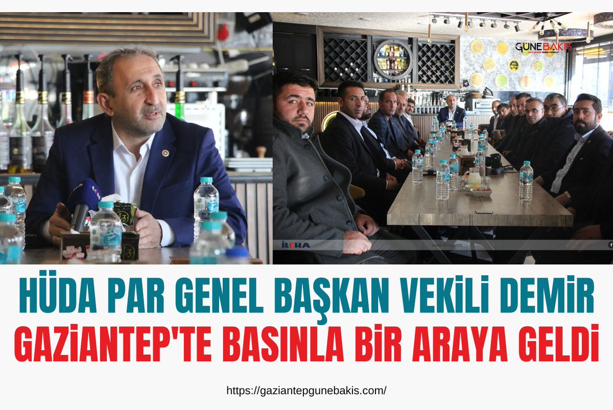 HÜDA PAR Genel Başkan Vekili Demir Gaziantep'te basınla bir araya geldi gaziantepgunebakis.com/haber/23799-hu… <a href="/antephudapar/">HÜDA PAR Gaziantep</a> <a href="/HurDavaPartisi/">HÜDA PAR</a> #Gaziantep