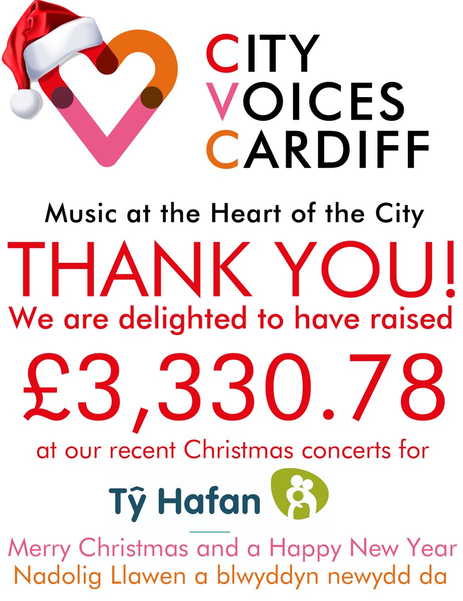 Diolch yn fawr iawn 🎄

Through the generosity of our audiences at the All Nations Centre and Cardiff Golf Club we have raised a fantastic £3,330.78 for <a href="/tyhafan/">Tŷ Hafan Children's Hospice</a>  this Christmas. 

That makes a total fundraising amount of £9,442.47 since Dec '24. We couldn't do it without you. ❤️