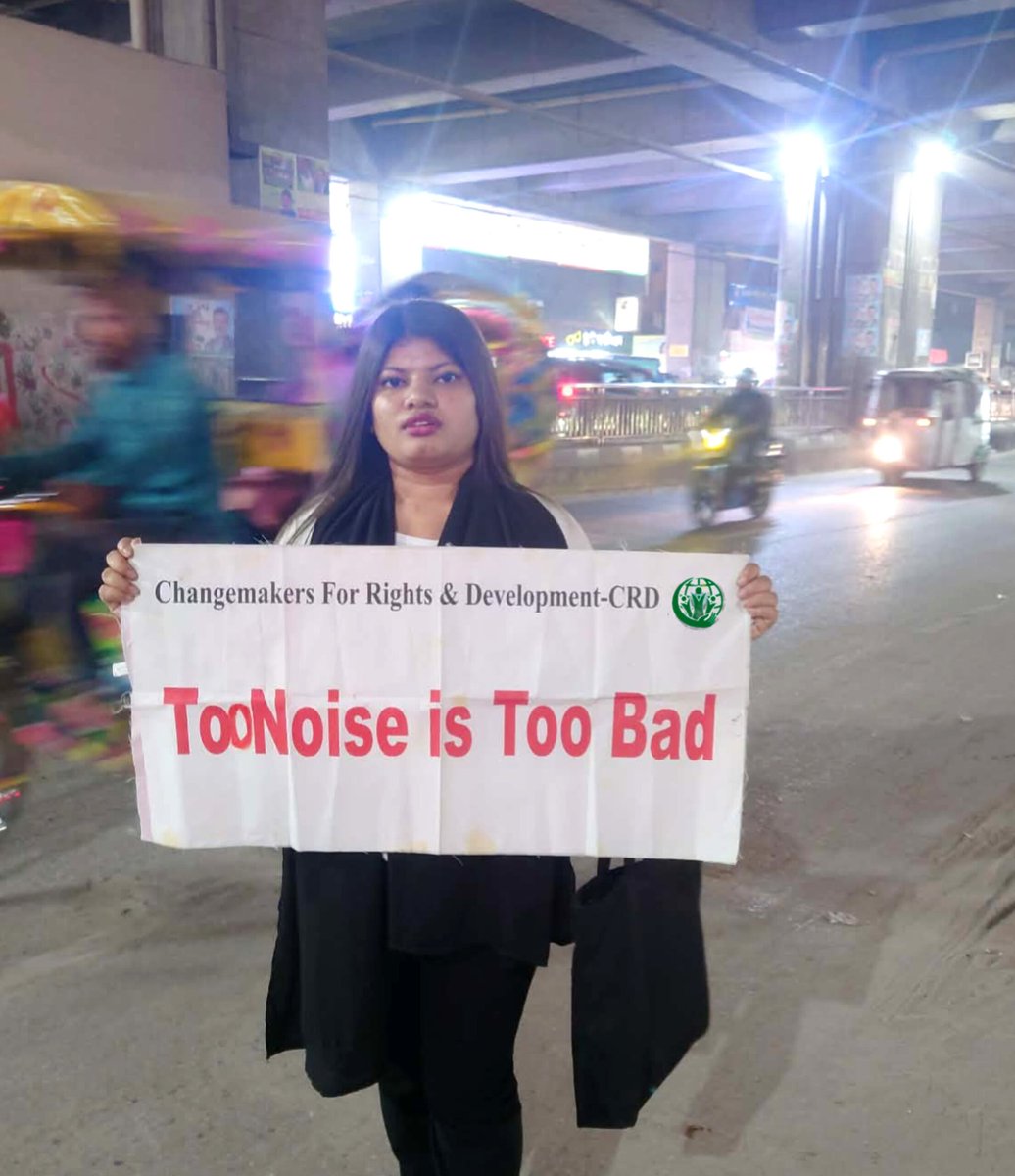 AklimaaSathi's tweet image. Anti Nouse Pollution Movement ✊

#TooNoiseIsTooBad #StopNoisePollution  #CRD #CRDGlobal #CRDBangladesh #LeadTheChange @crdglobal1