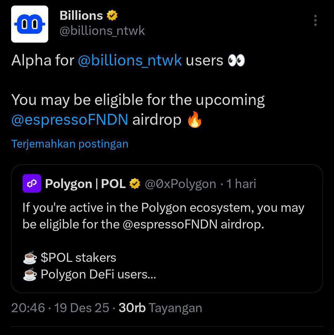 qklxsqf's tweet image. Billions 要和 Espresso 搞空投了，而且从它拉拢的合作伙伴来看，这次准备得相当充分。

虽然没个准数，但社区里普遍认为它已经集成了超过50个，甚至可能上百个项目，阵容非常庞大。基本上主流领域都覆盖了：从 Solana、Sui 这些热门新公链，到 DeFiLlama、Arkham 这些你常用的数据工具，再到各种 DeFi…