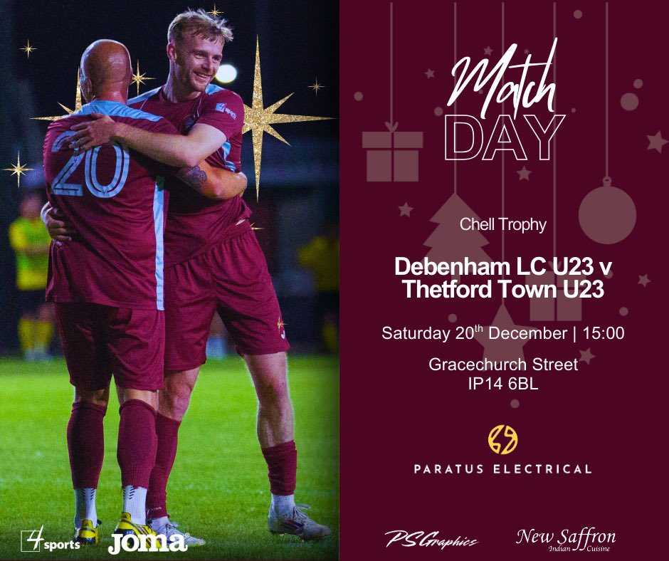 Game day today for the u23 as they travel to Debenham FC in the Thurlow Nunn Chell Trophy 🏆. Good luck guys