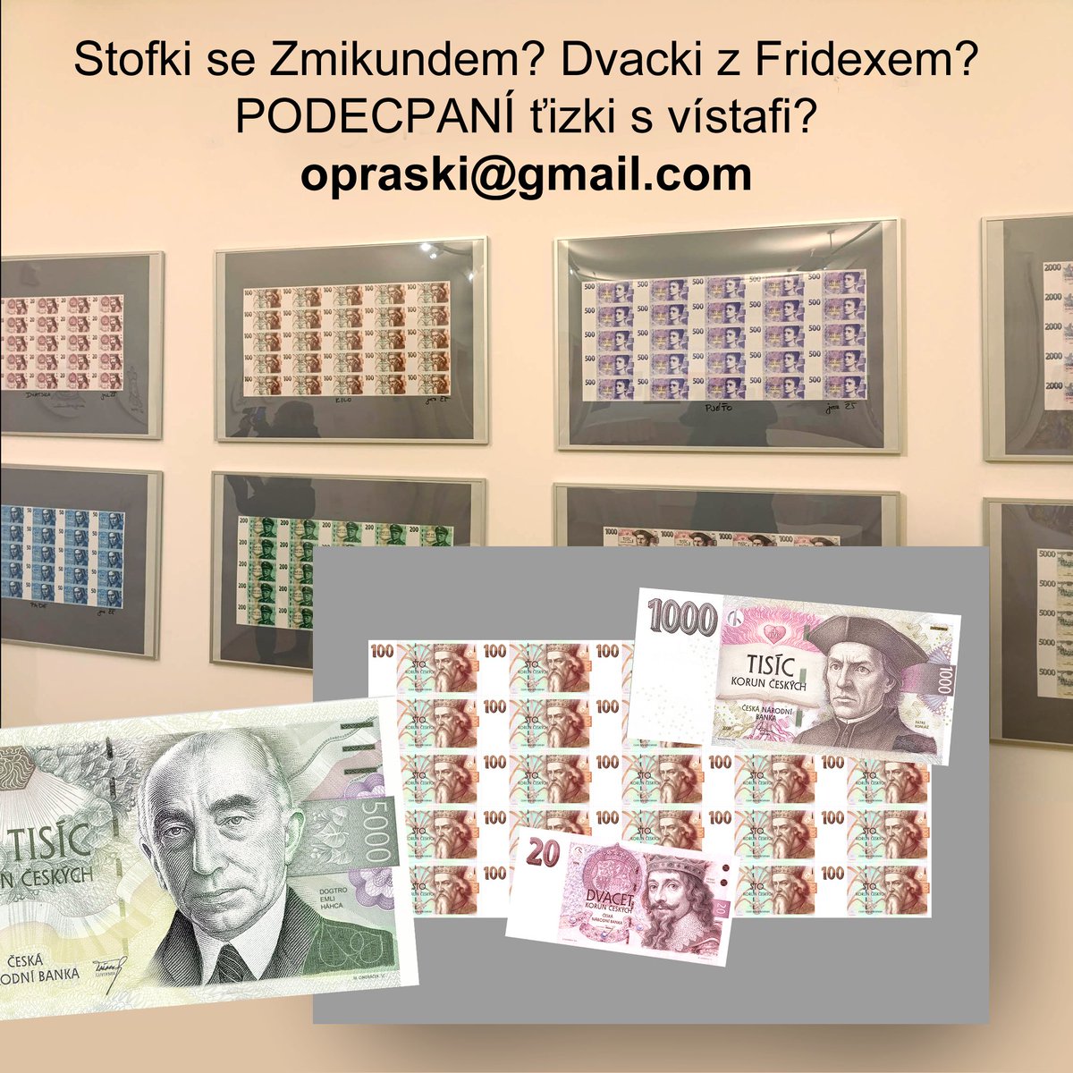 Nevišel navás opras nbo bil nekřecťancki drahí? Neva. Praví singovaní ťizki  (vždi jěn jěden kuz!) listú jěště pravjějšíh peňěs s víztafi. Pižte  klazicki na opraski@gmail.com