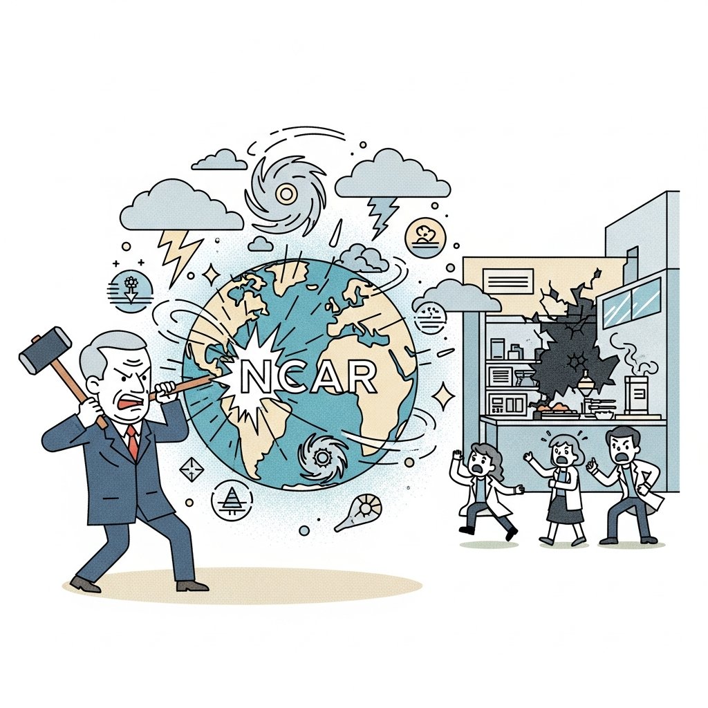 There once was a lab full of brains,
Whose work drove a dude up the veins.
He smashed it to bits,
Said "Fuck climate shits!"
Now chaos and bullshit remains.

#DismantleNCAR #ClimateChaos #ScienceUnderFire #FuckTheAlarmists