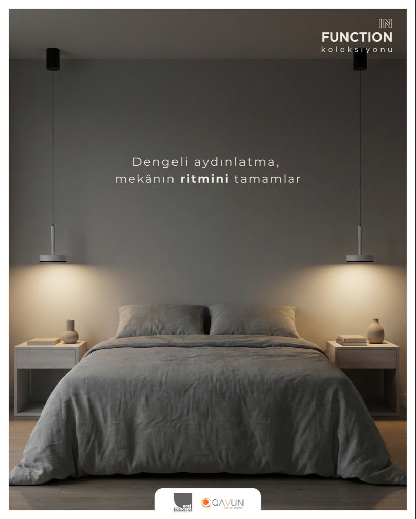 Zarif formu ve yalın çizgileriyle öne çıkan armatür, hücresel yapısıyla ışığı kontrollü ve konforlu biçimde yayarken sıcak ışık tonu sayesinde mekânda doğal ve sofistike bir atmosfer oluşturur.

Qavun In Function serisi, dengeli aydınlatmasıyla mekânın ritmini tamamlar.