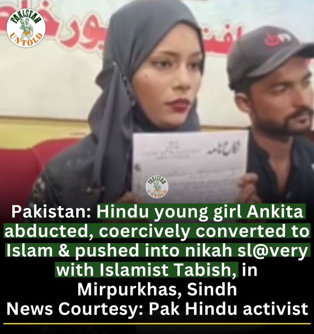reetasharm38910's tweet image. Pakistan outrage priorities: furious over burqas &amp;amp; niqabs, silent when Hindu girls are abducted, forcibly converted &amp;amp; trapped in “nikah slavery.” Cloth has dignity, but Hindu lives don’t. #ExposePakistan
@TheRandomGirl45 @Tushar15 @treeni @swati_gs