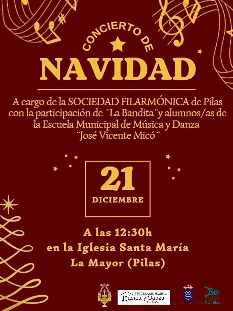 bandasfpilas's tweet photo. 𝐂𝐎𝐍𝐂𝐈𝐄𝐑𝐓𝐎 𝐃𝐄 𝐍𝐀𝐕𝐈𝐃𝐀𝐃
 
🗓️ 21 de diciembre
🕒 12:30 h
📍 Iglesia Santa María La Mayor (Pilas)

#filarmonicadepilas #concierto #navidad https://t.co/VxL1F6oz9x
