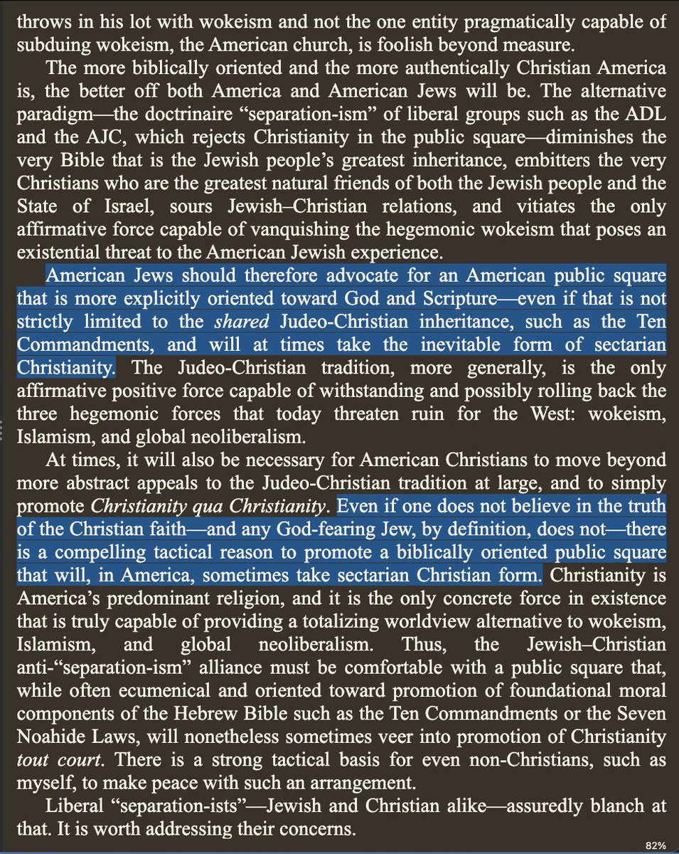 @JZ281C 彼はユダヤ人に対してもいくつかの提言をしています。基本的には、敵意を捨ててキリスト教を育むことです。これは戦略的に有益です。なぜなら、前述のように、キリスト教徒は本質的にユダヤ人の福祉に恩義を感じ、投資しているからです。
と