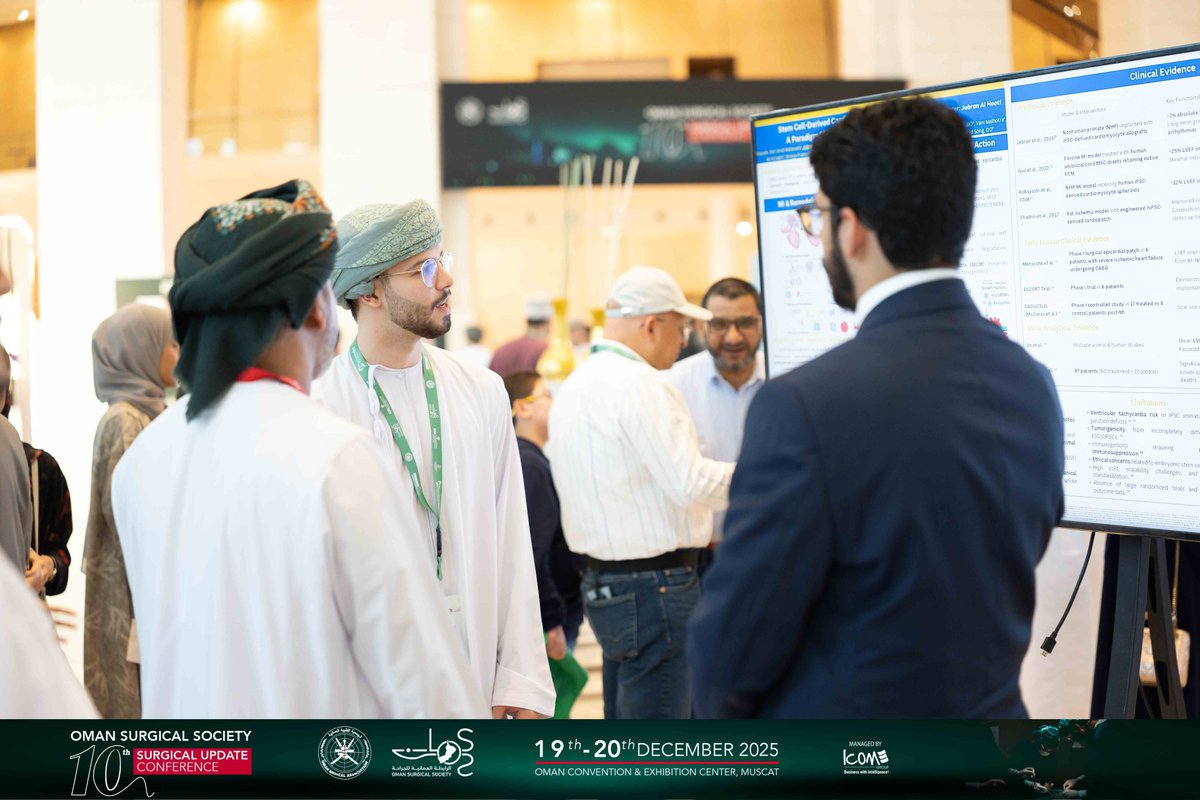 omansurgicalso1's tweet photo. A dynamic exchange of knowledge at the E-Poster Area during the 10th Surgical Update Conference, showcasing valuable research from our participants. Here are some glimpses of the exciting moments!

#OmanSurgical2025 #SurgicalUpdateConference #OmanSurgicalSociety https://t.co/E4smY3sww4