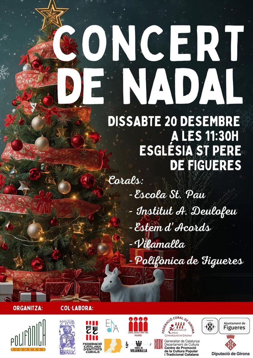 tramuntana_tv's tweet photo. AGENDA. Concert de Nadal amb 5 corals a l'Església de Sant Pere de Figueres. Aquest dissabte 20 de desembre, des de les 11:30. https://t.co/N4BWDRRNa4