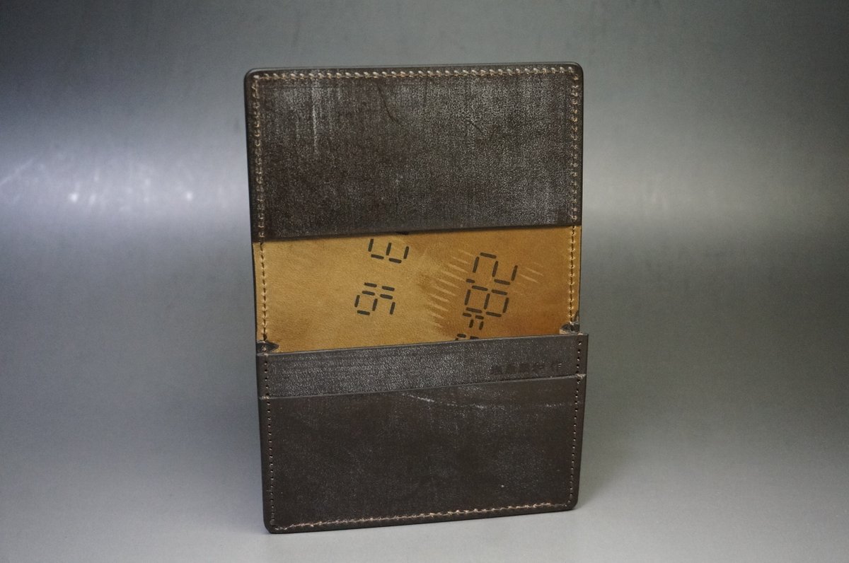 塩原レザー　ホーウィンシェルコードバン×セドウィックブライドルレザー　超美品 Here we go！ ホーウィン社製シェルコードバンを使用した名刺入れが