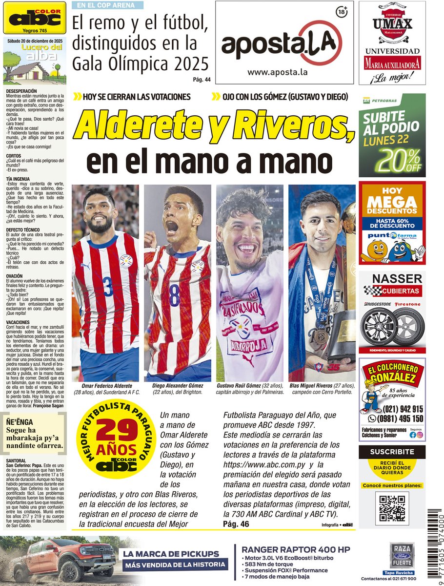 ¡BUEN DÍA!☀️

Estos son los principales títulos de nuestra edición impresa.

💰 Adquirí tu ejemplar por G. 10.000.

📲 abc.com.py