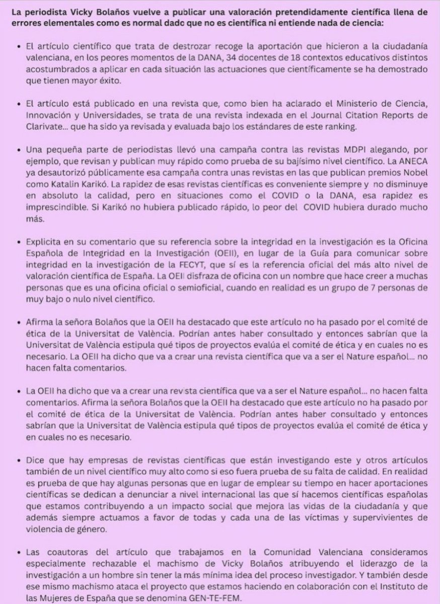 Es inaceptable que <a href="/rtvenoticias/">RTVE Noticias</a> <a href="/rtve/">RTVE</a> <a href="/RTVEValencia/">RTVE Comunitat Valenciana</a> publiquen bulos. Muy cutres estas noticias. Dedicad tiempo a publicar la verdad, los estudios científicos con impacto social, que ayuden a la ciudadanía, como la investigación que realizó la doctora Esther Roca.