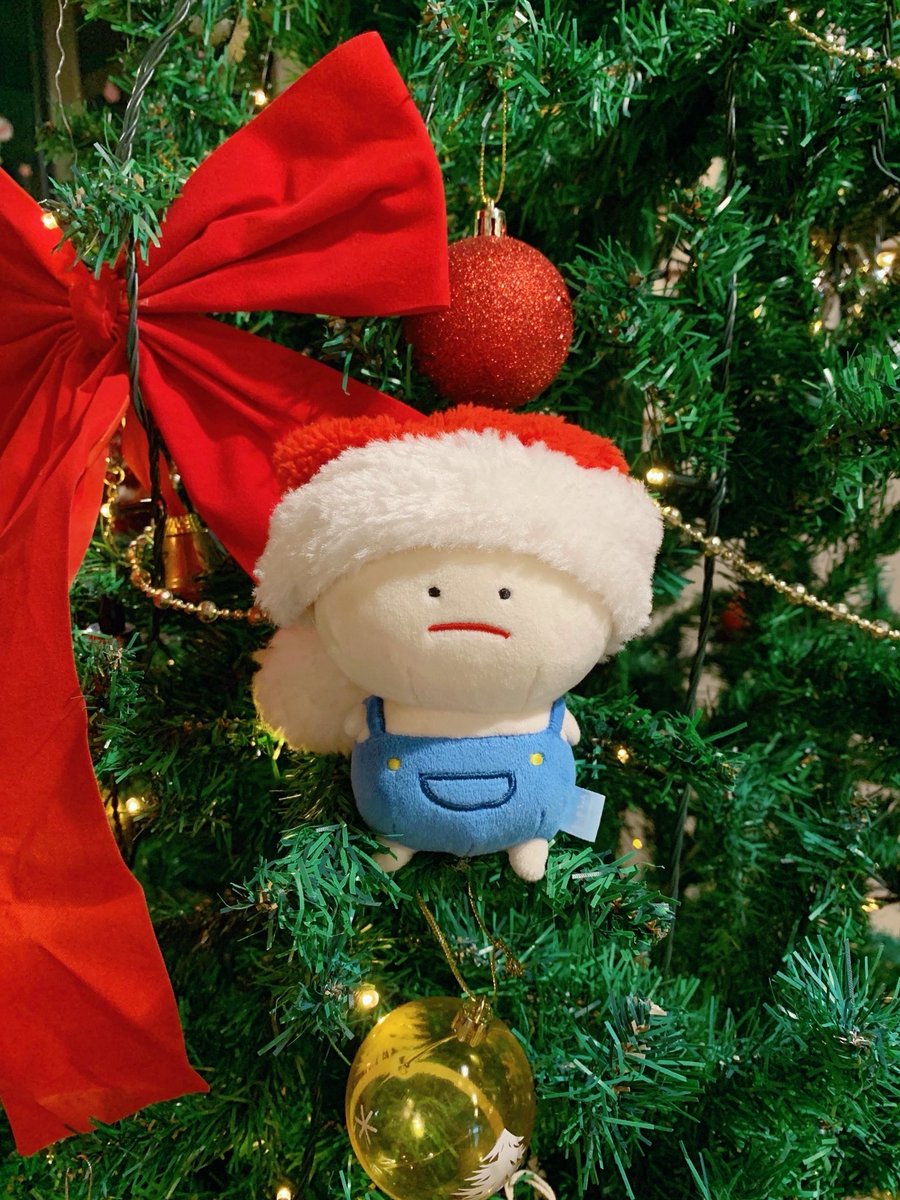  リボン クリスマスツリーぬいぐるみ おおきな リボンのツリー🎀 おちないように がんばって よじのぼりまし