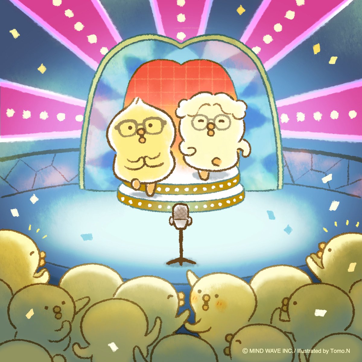 お笑いの観覧にきたよ！ どんな漫才が見られるかな🐥🐥 #ぴよこ豆