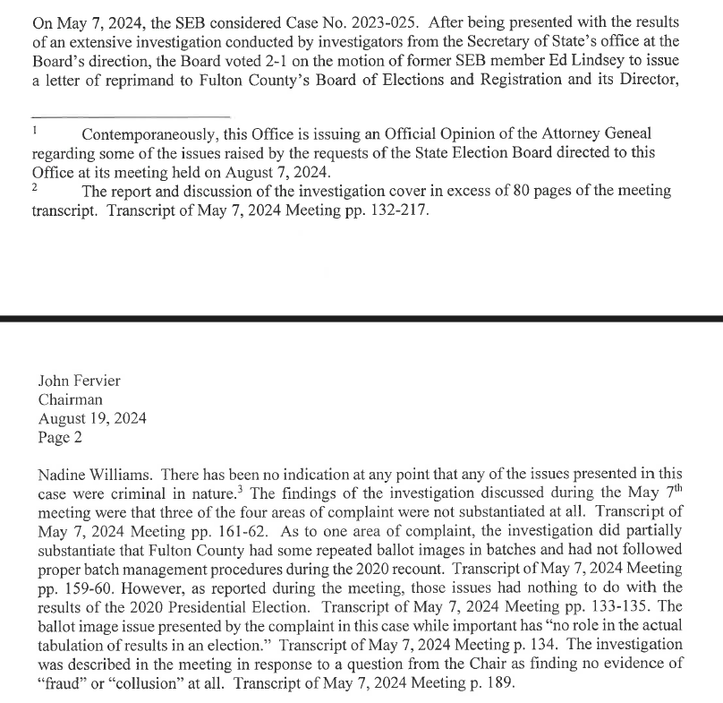 You're far too charitable, <a href="/burtjonesforga/">Burt Jones</a>.  <a href="/Georgia_AG/">GA AG Chris Carr</a> Chris Carr didn't just stand by- he worked hard (and continues) to obstruct, conceal, and sabotage the material complaints before the State Election Board.  He has gone to extraordinary lengths to bury SEB2021-181