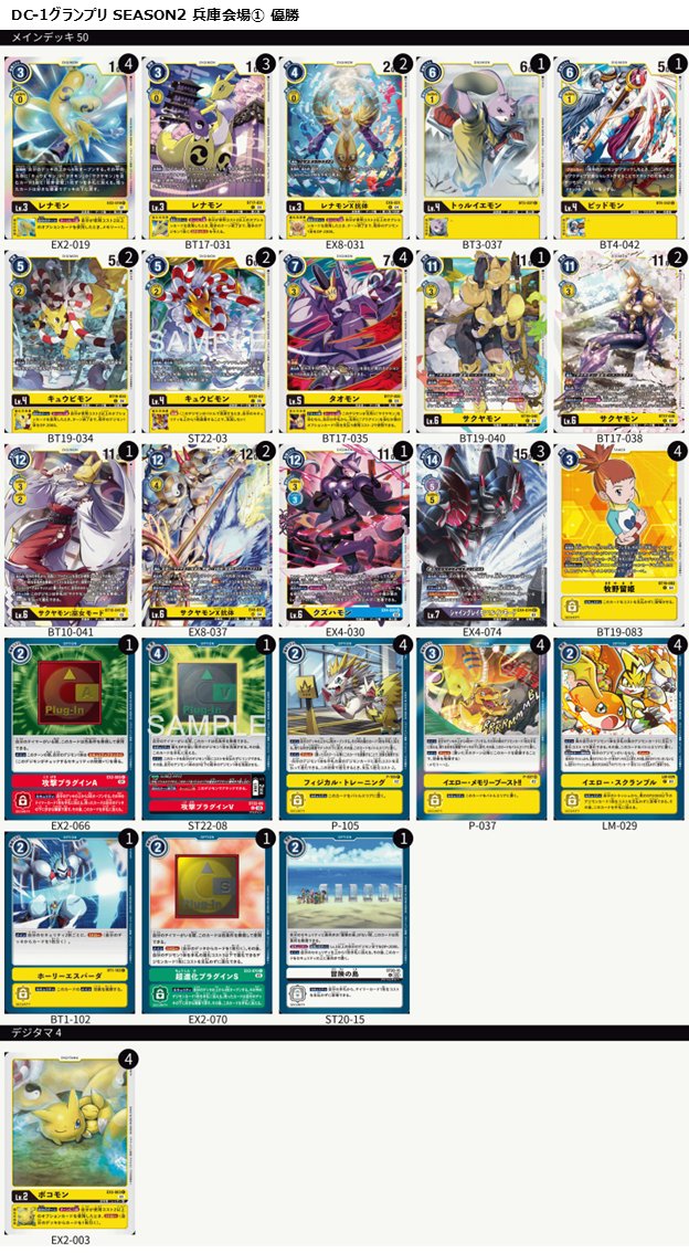 DC-1グランプリ 2025 SEASON 2 兵庫会場①』優勝者デッキを公開！ yatt