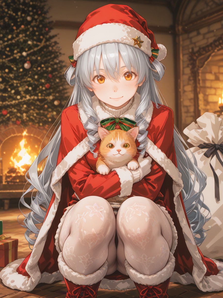 クリスマス☆アニマル XSTYLEクリスマス お邪魔したおうちに🐱がいたので SFW illustration