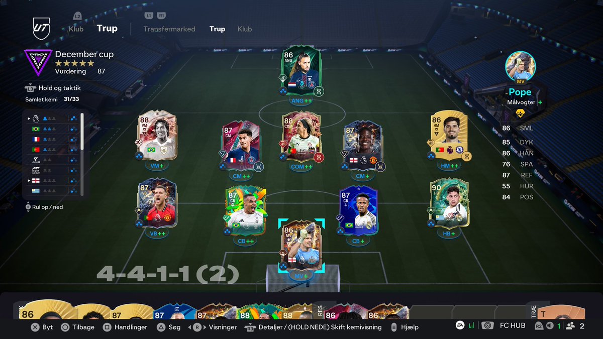 Team for today ! - EA decided to upgrade UWCL Hansen so had to change team before going to bed yesterday 😂

Lets see where these guys can take us 🤞🏻