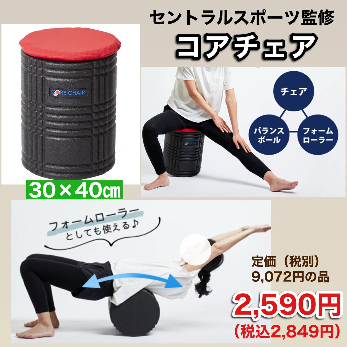 セントラルスポーツ監修 【コアチェア】 バランスボールの進化版