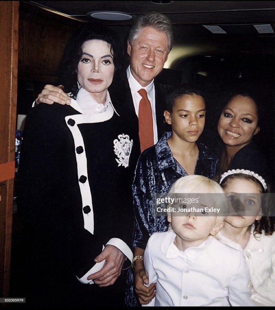 real_shirelass's tweet image. FYI….The image of Micheal Jackson, Bill Clinton, Diana Ross and his children, is during a Democratic National Committee benefit event at the Apollo Theater in New York in April 2002, NOT at an Epstein property.

Jackson's name appears in the Epstein files because an attorney for…