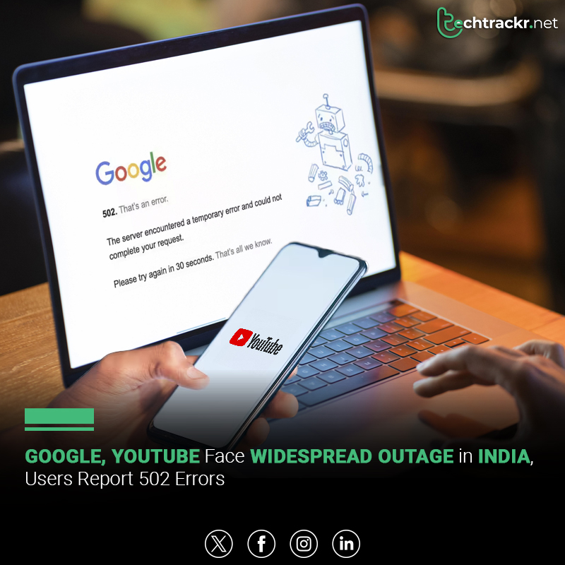 TechTrackr_net's tweet image. Google and YouTube suffered a brief outage across India, hitting thousands of users.

#GoogleDown #YouTubeDown #India #TechTrackr #TechNews