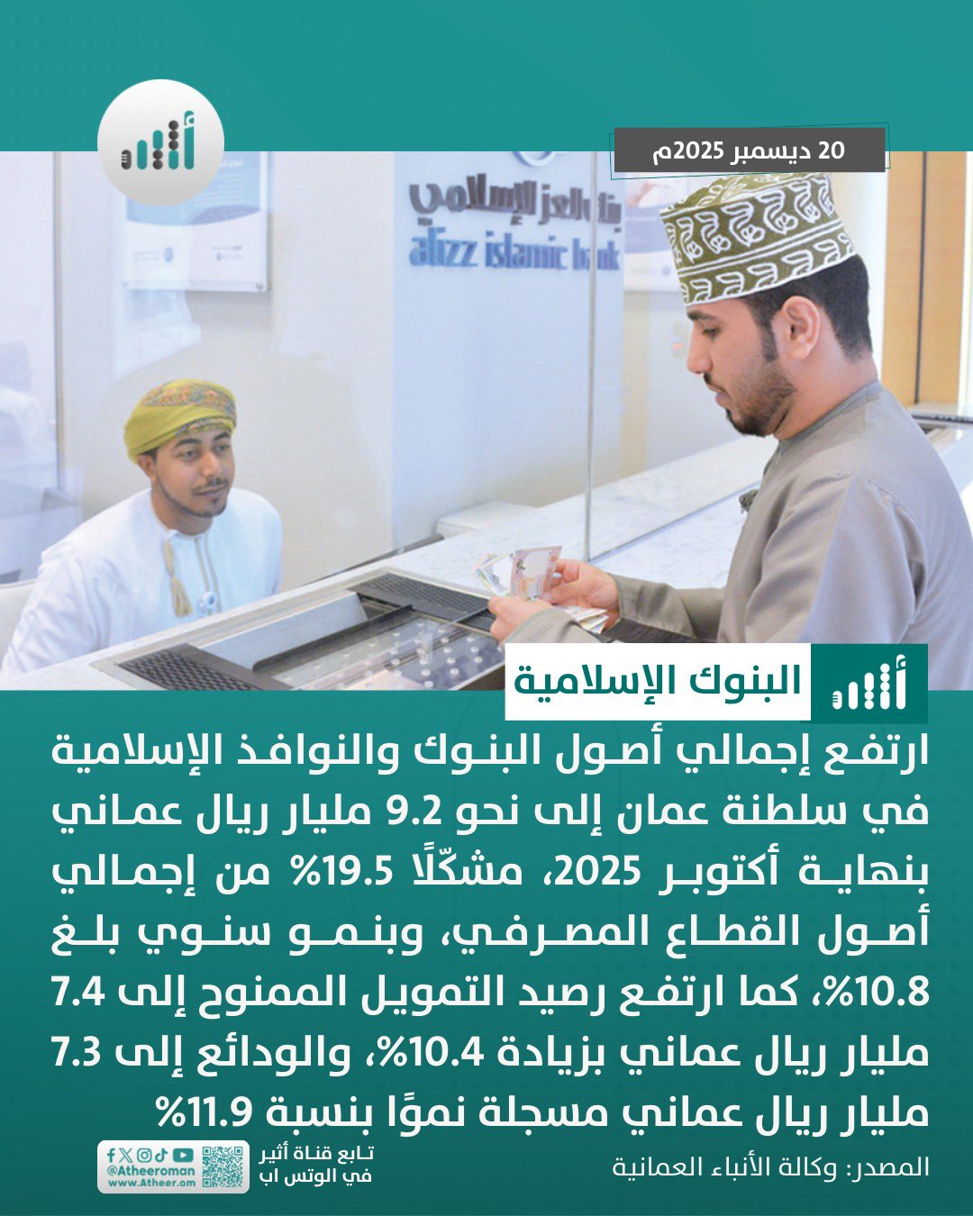 أثير| أكثر من 7 مليارات ريال ودائع لدى البنوك الإسلامية 