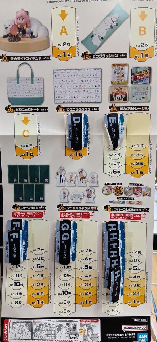 一番くじ SPY×FAMILY -Get ready to have fun!- 現在の在庫状況です