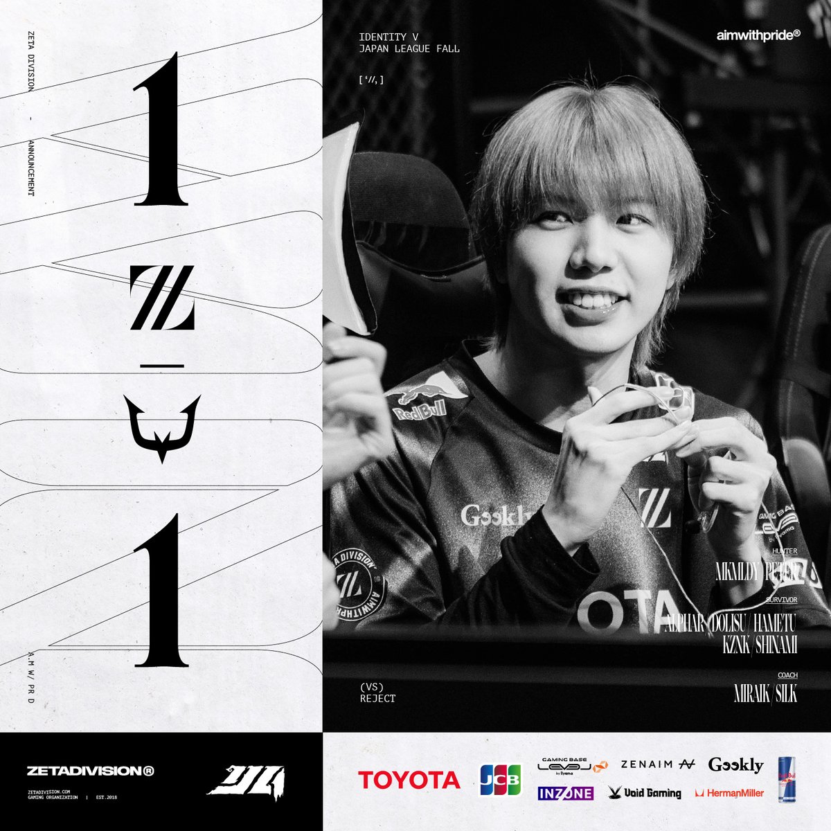 Rd.1 LOSS
Rd.2 DRAW
Rd.3 DRAW
Rd.4 WIN
Rd.5 DRAW
OT WIN

1-1 WIN🤲GGWP

全員で勝つ！熱はそのまま次の舞台へ🔥

#ZETAWIN #IdentityV #第五人格冬物語 #25秋IJL決勝大阪