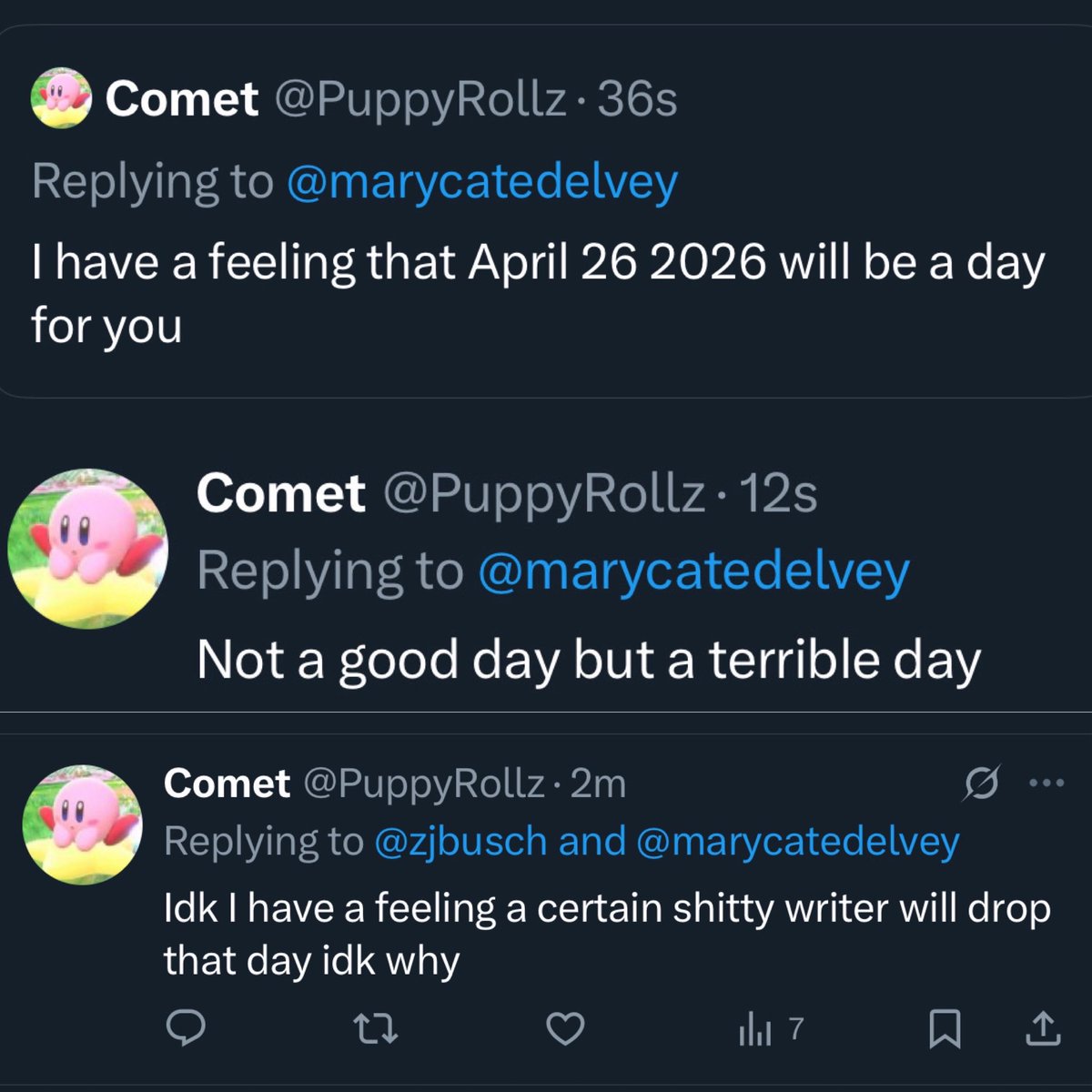 I don’t understand why you deleted this, <a href="/PuppyRollz/">Comet</a>. Don’t you want the whole world to know you were so specific and prescient?

(Thank you for alerting me, Mary Cate x)