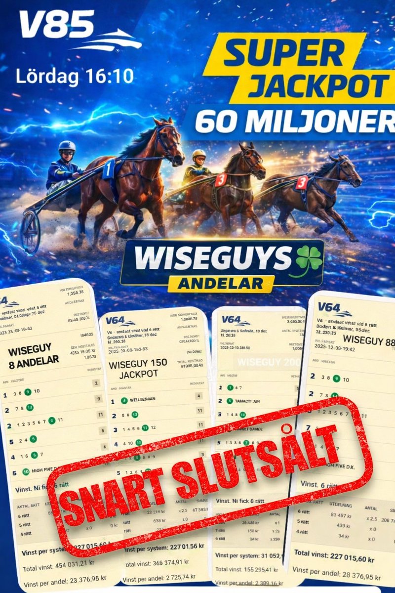 Missa inte dagens SUPERJACKPOT, mina andelar från 37 kr hittas här: atg.se/succeandelar/s…