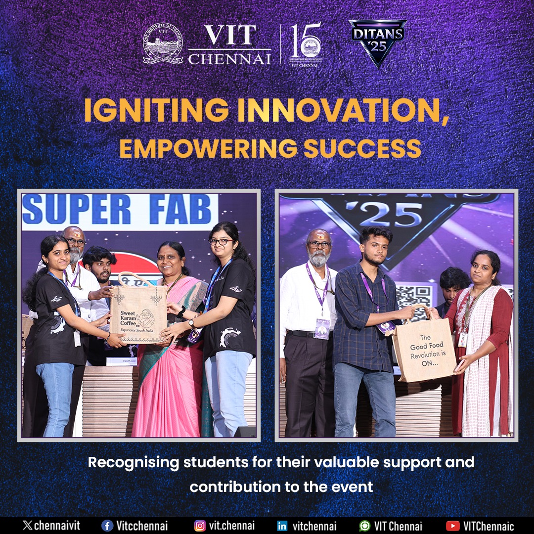 ChennaiVit's tweet photo. The successful journey of DITANS ’25 concluded with an enriching Valedictory Function at VIT Chennai, celebrating learning, innovation, and leadership.
#VITChennai #VITBusinessSchool #ValedictoryFunction #FutureLeaders https://t.co/iNtin3zRDB