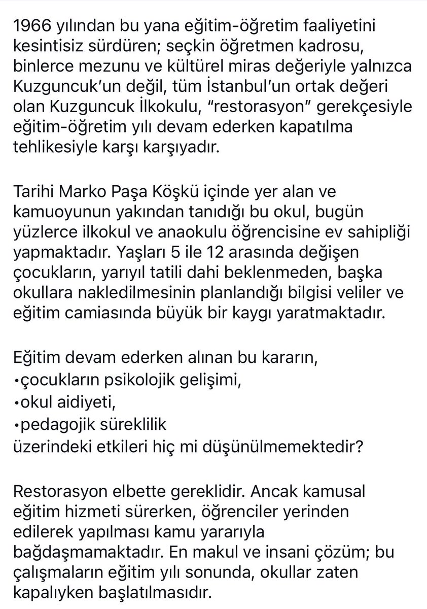 Üsküdar’ın en seçkin ve tarihi ilkokullarından, Kuzguncuk İlkokulu’nu aniden restorasyonuna karar verilmiş. Veliler, öğretmenler, öğrenciler herkes çok şaşkın. 😱Basından genç arkadaşları olayı takipe davet ediyorum. <a href="/BirGun_Gazetesi/">BirGün Gazetesi</a> <a href="/cumhuriyetgzt/">Cumhuriyet</a> <a href="/ozankaduker/">Ozan Kadüker</a>