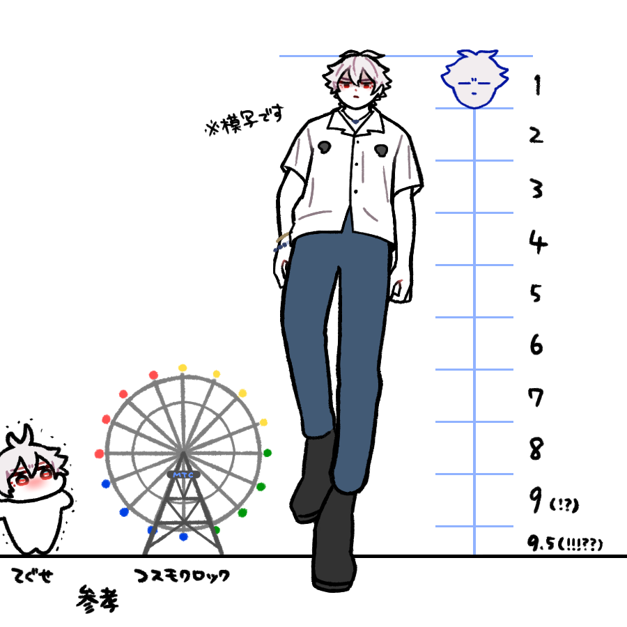 ミクステ見ながら模写してた 
煽りのカメラワークだからより一層足長になってるのはもちろん承知してますが それにしたって顔が遠すぎる 