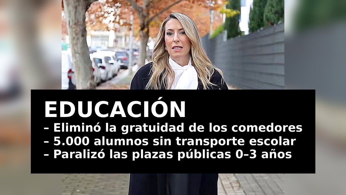 ⭕️ Además, la educación pública extremeña retrocede.

▪️ Eliminó la gratuidad universal de los comedores escolares.
▪️ Más de 5.000 alumnos sin transporte escolar al inicio de curso.
▪️ Paralizó las plazas públicas gratuitas de 0 a 3 años.
▪️No hay dinero para comedores,