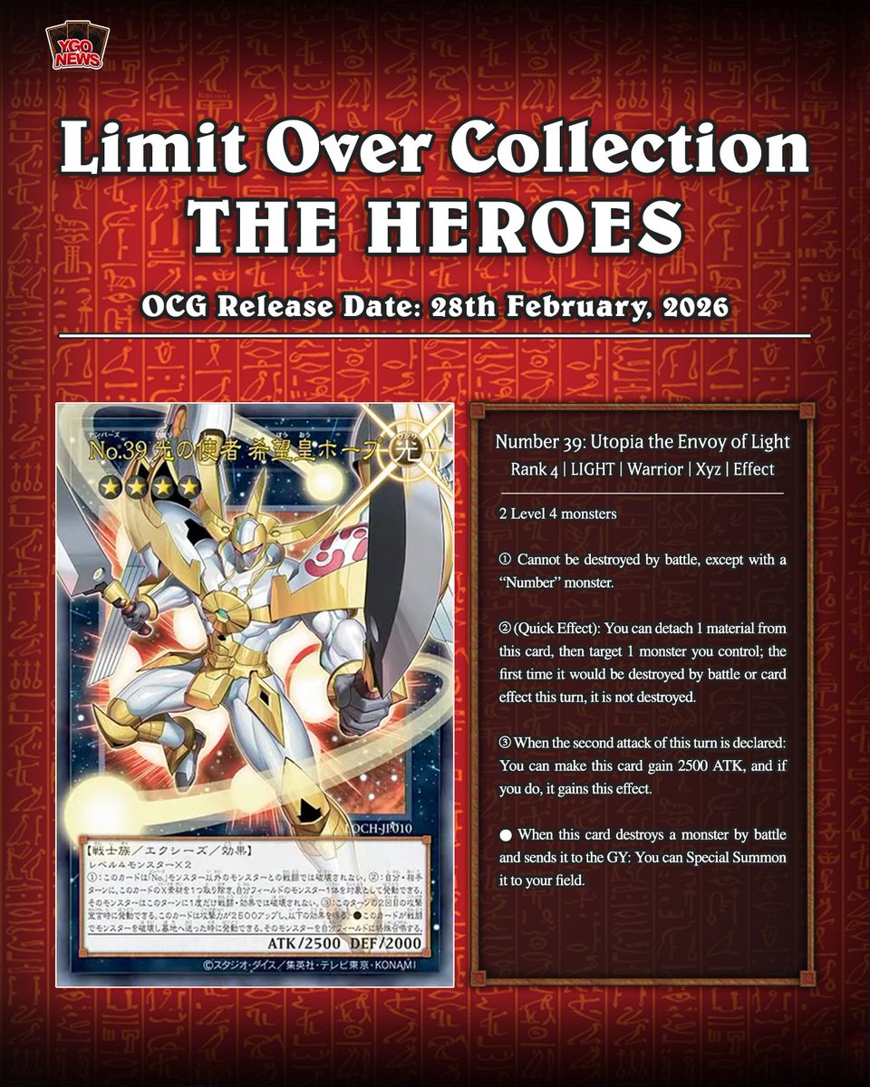 YuGiOhNewsTCG's tweet image. ❰𝙇𝙄𝙈𝙄𝙏 𝙊𝙑𝙀𝙍 𝘾𝙊𝙇𝙇𝙀𝘾𝙏𝙄𝙊𝙉❱
Konami has released a first look at the new rarity artwork, featuring extended illustrations that break beyond the art frame for all ace cards of the Yu-Gi-Oh! anime protagonists‼️

🟧 Dark Magician, the Pharaoh’s Servant
🟪 Favorite…