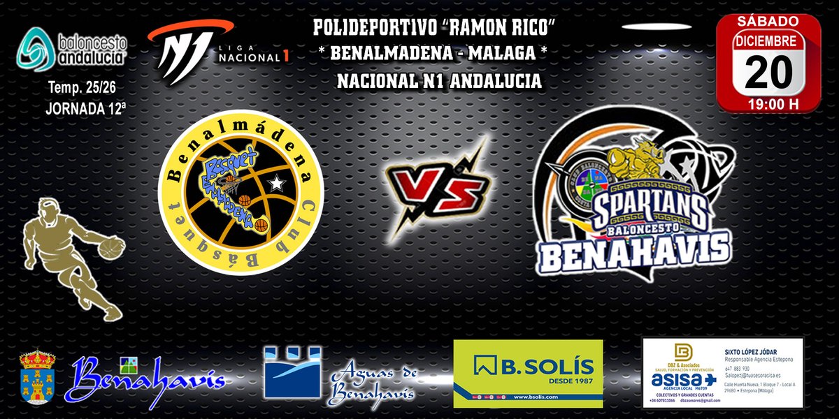 🚨⛹🏀 PREVIA | NACIONAL N1 MASC. T25/26 | J112 | CB BENALMADENA vs CB BENAHAVÍS COSTA DEL SOL
baloncestobenahavis.com/?p=14208
<a href="/FAB_Andaluza/">Federación Andaluza de Baloncesto</a> <a href="/FAB_Malaga/">FAB Málaga</a> <a href="/MenaCastilla/">Jose Mena Castilla</a> <a href="/aytodebenahavis/">AytodeBenahavís</a> <a href="/aruizmac/">Andres Ruiz Macias</a> <a href="/Acedotor/">Francisco Acedo</a> <a href="/RotaryBenahavis/">ClubRotary Benahavis</a> <a href="/CDJPuertaOscura/">CD Puerta Oscura</a>