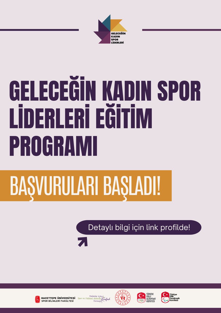 Sahada, antrenmanda, yarışta varsın; emeğinle spora değer katıyorsun. Şimdi, bu birikimi liderliğe dönüştürme zamanı.✨

Türkiye’de ilk kez hayata geçirilecek Geleceğin Kadın Spor Liderleri Eğitim Programı kapsamında, sporun farklı alanlarında çalışan kadınların liderlik