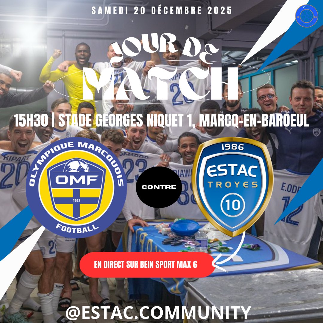 be_estac's tweet photo. JOUR DE COUPE ! 

L'ESTAC se déplace à Marcq-En-Baroeul pour affronter Olympique Marcquois Football pour les 32 èmes de finale. Le match sera diffusé sur les antennes de Bein Sport Max 6. Le coup d'envoi sera donné à 15h30. https://t.co/AxOn9GyOFI