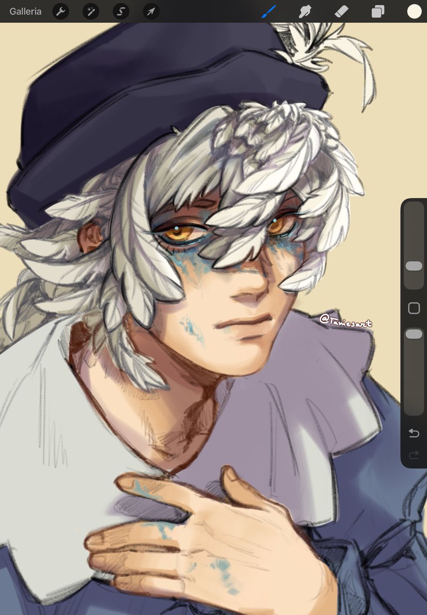 taniesart_'s tweet image. i’m so normal about him and his silly bird hair