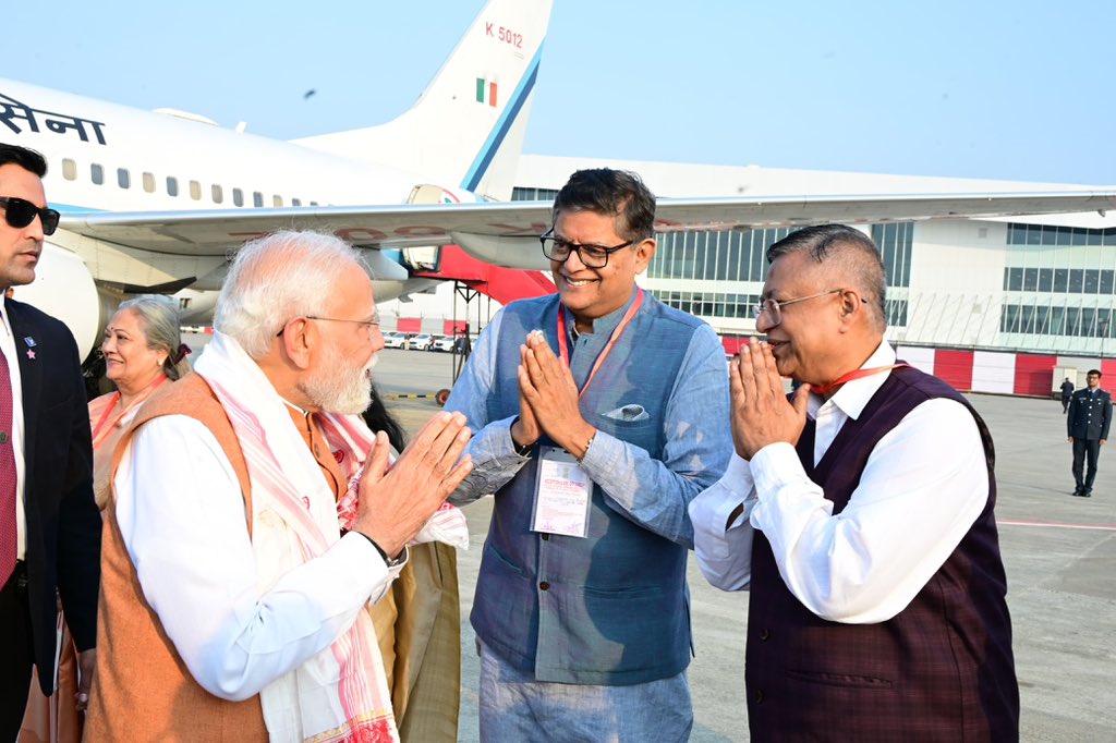 PandaJay's tweet photo. Big day for Assam!
Prime Minister @narendramodi to inaugurate and lay the foundation stone of major development projects in the state. Today, along with state leaders, welcomed Hon’ble Prime Minister to the land of Maa Kamakhya. https://t.co/Ld8gAQZgr5