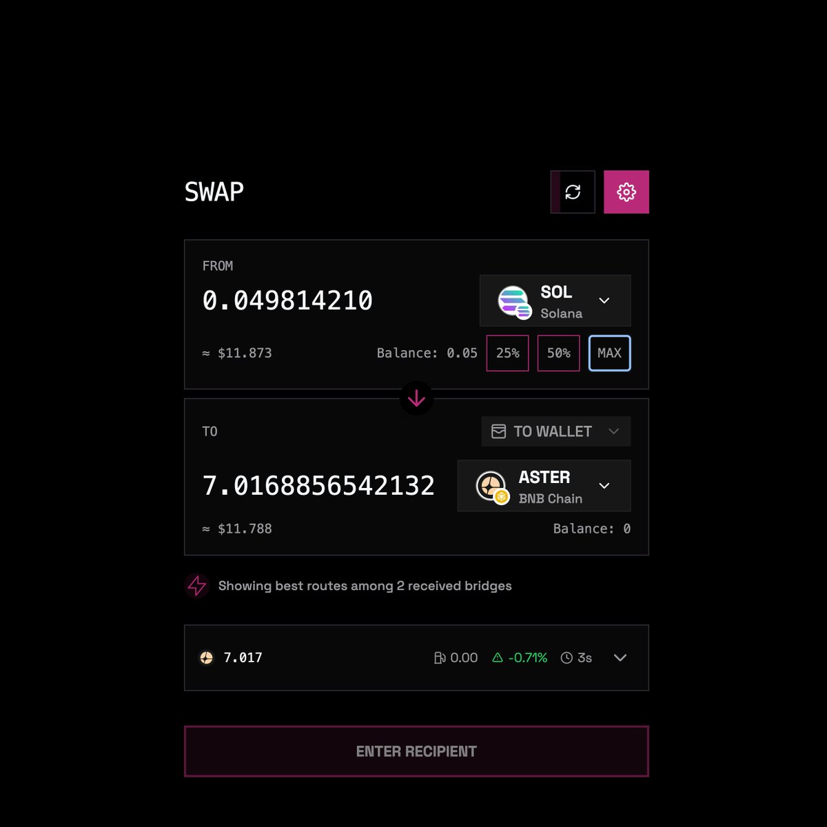 CryptoMan_Ram's tweet photo. swapping from Solana to BNB chain instantly 

via Router App ⚡️ https://t.co/pfNTTuvZpr