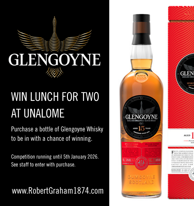 RGWhisky's tweet photo. Elevate your whisky… and your weekend plans.

Purchase any bottle of Glengoyne at Robert Graham 1874 and you’ll be entered to win lunch for two at Unalome in Glasgow.

A remarkable whisky. A remarkable dining experience.

#Glengoyne #WhiskyExperience #Unalome #ScotlandWhisky https://t.co/W4JeFZvbPC