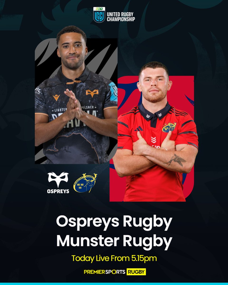 Ospreys and Munster face off at the Electric Brewery Field this evening 🙌

UK viewers can watch live coverage of the game from 5.15pm on Premier Sports Rugby, or join in progress at 6pm on Premier Sports 1 💻📺