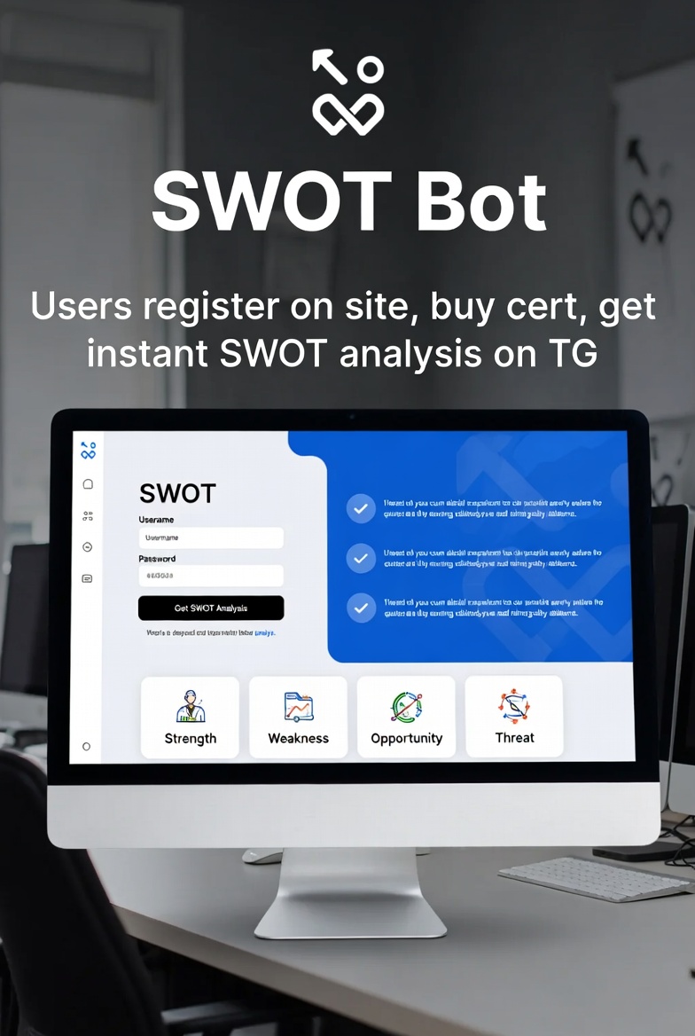 Aman_rembersu's tweet image. Just deployed SWOT Bot.

Users register on site, buy cert, get instant SWOT analysis on TG.

Stack: PY | MongoDB | TG API | Docker.

Real projects &amp;gt; tutorials 

#BuildInPublic #PythonDev #TelegramBots #StudentDeveloper