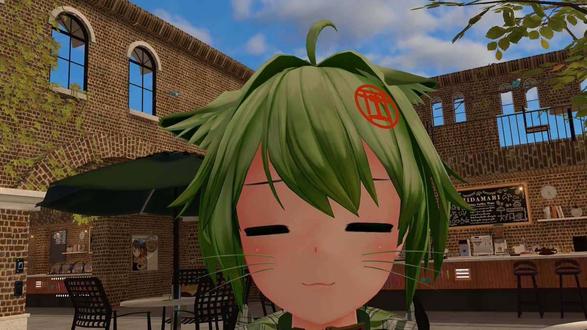 緑の木と三毛猫さん 起きたらスコティッシュフォールド(2)