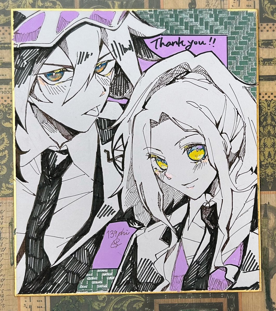 カイトとアナの色紙描いた