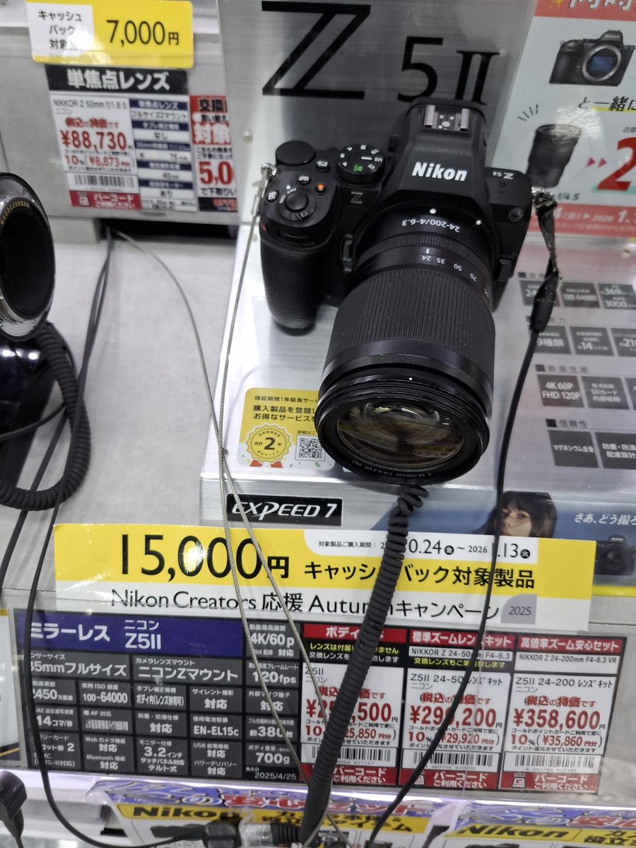 レイ 写真のC1個+W2個-200円値引き ニコンZ5ZII24-200レンズキットの値頃感が光るな。
