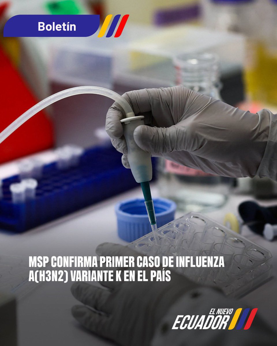 El Ministerio de Salud Pública (MSP) confirmó el primer caso de influenza A(H3N2) variante K, en el país. El paciente fue identificado en el Austro, está bajo seguimiento médico y se activaron los protocolos de vigilancia, según detalló la cartera de Estado en un comunicado.