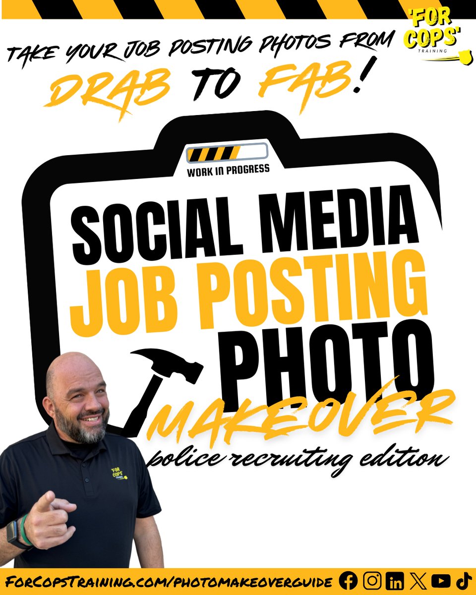 ForCopsTraining's tweet image. Ready to finally start creating attention grabbing social media photos for your police job posts? 🙋‍♂️🙋‍♀️

My Social Media Job Posting Photo Makeover guide will teach you how to create scroll stopping social media job posting photos that will turn social media eyeballs into Police…