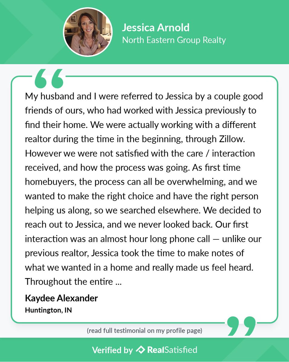 _JessicaArnold's tweet image. Truly satisfied clients leave me #elated. realsatisfied.com/Jessica-Schultz via @realsatisfied